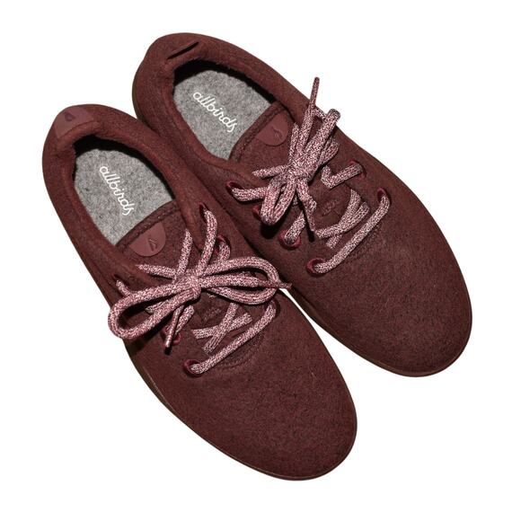 ALLBIRDS $110  Wool Runners Burgundy Lace-Up Sneakers Size‎ 10 - Picture 6 of 7